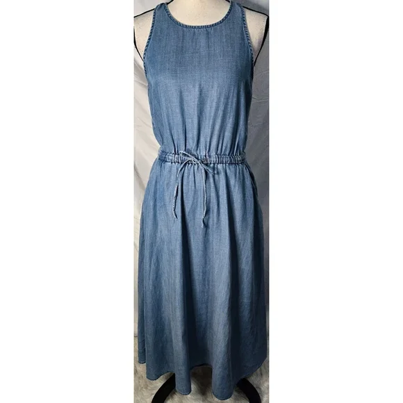 everlane linen a line dress 100% Cotton Medium Wash Chambray Dress - Mini Dresses main image 1